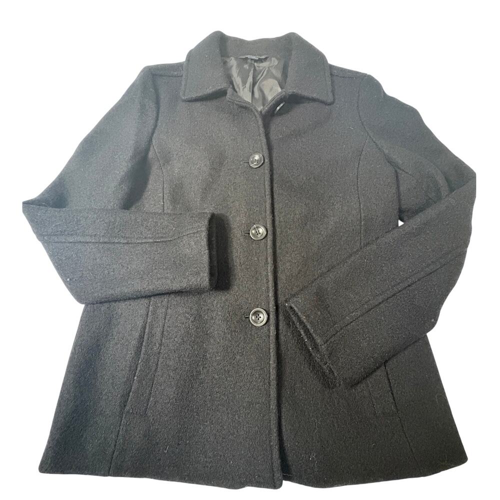 Ladies Lands End wool blend black coat Size 12